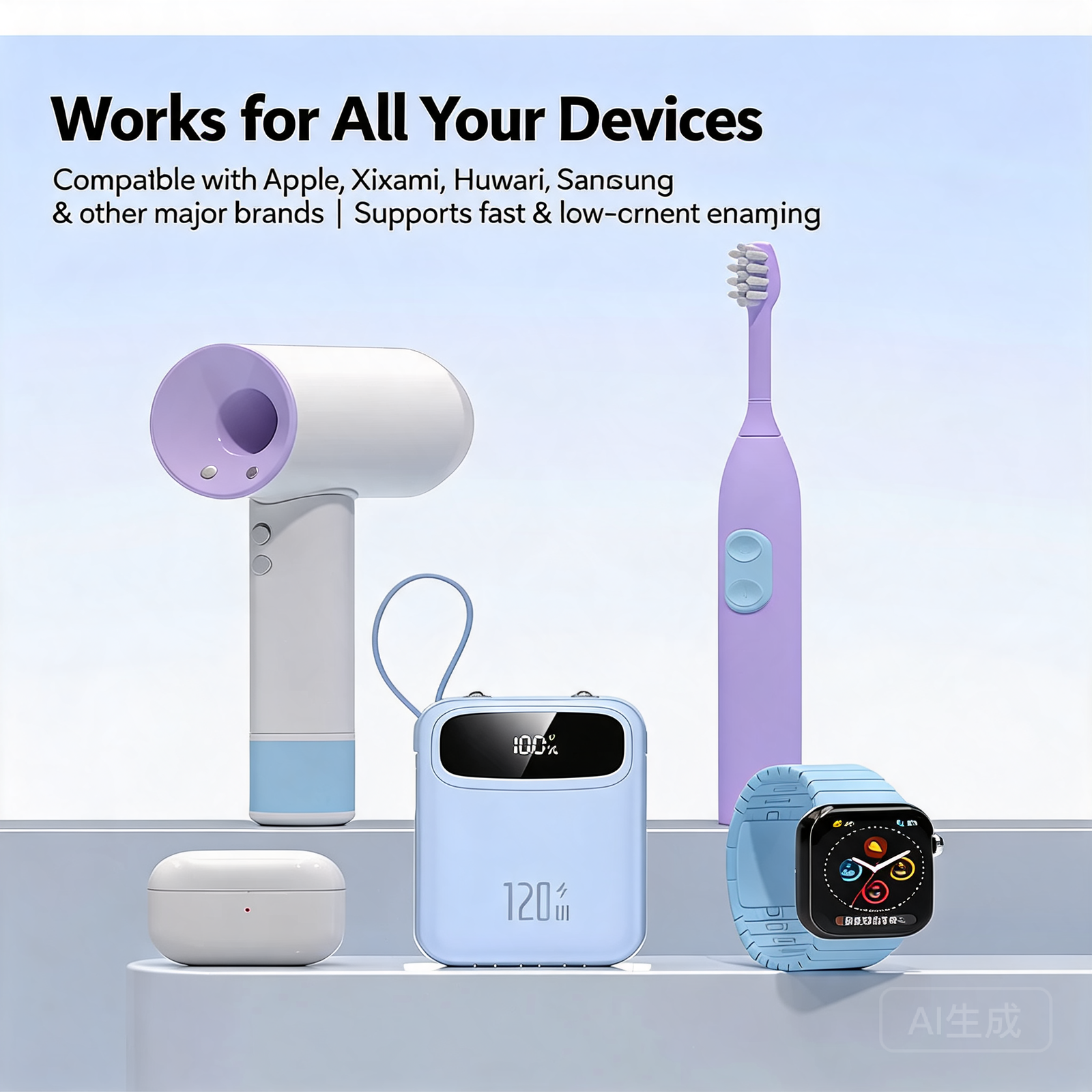 20000mAh 4-in-1 Built-In Cable Fast Charging Power Bank with LED Display