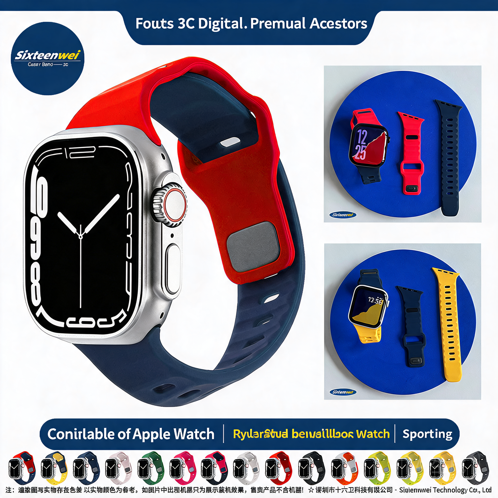 Contour-Fit Cutout Silicone Sport Band for Apple Watch