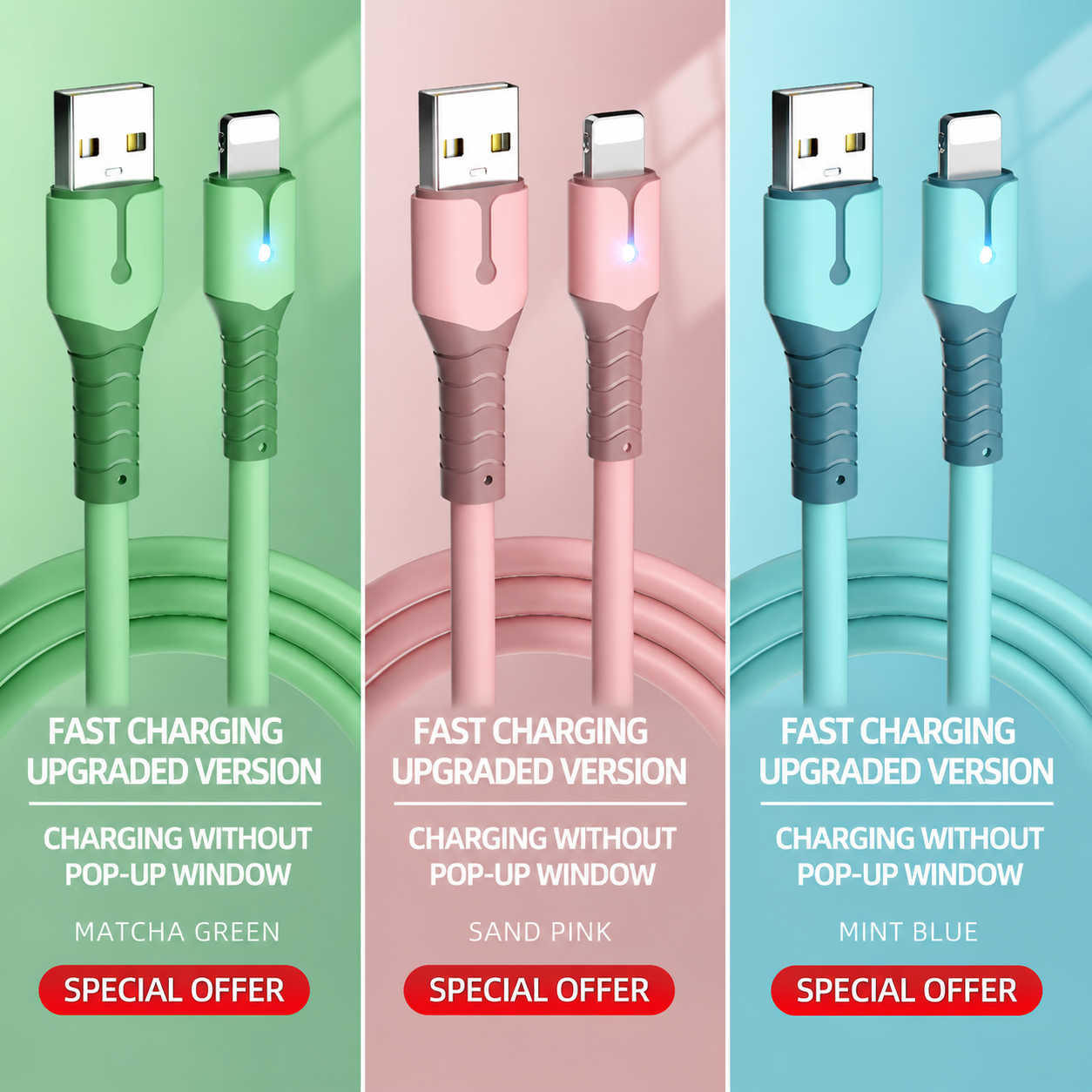 Glow LED Fast Charging Cable for iPhone 13/12/11/XR/XS
