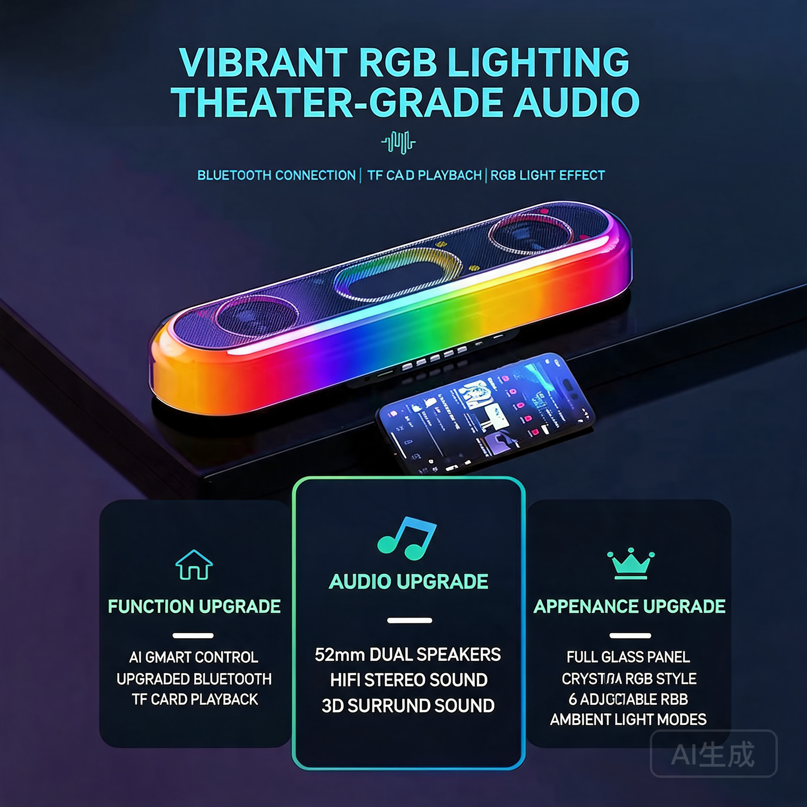 GlowBeat V10 RGB Bluetooth Speaker with TWS Pairing