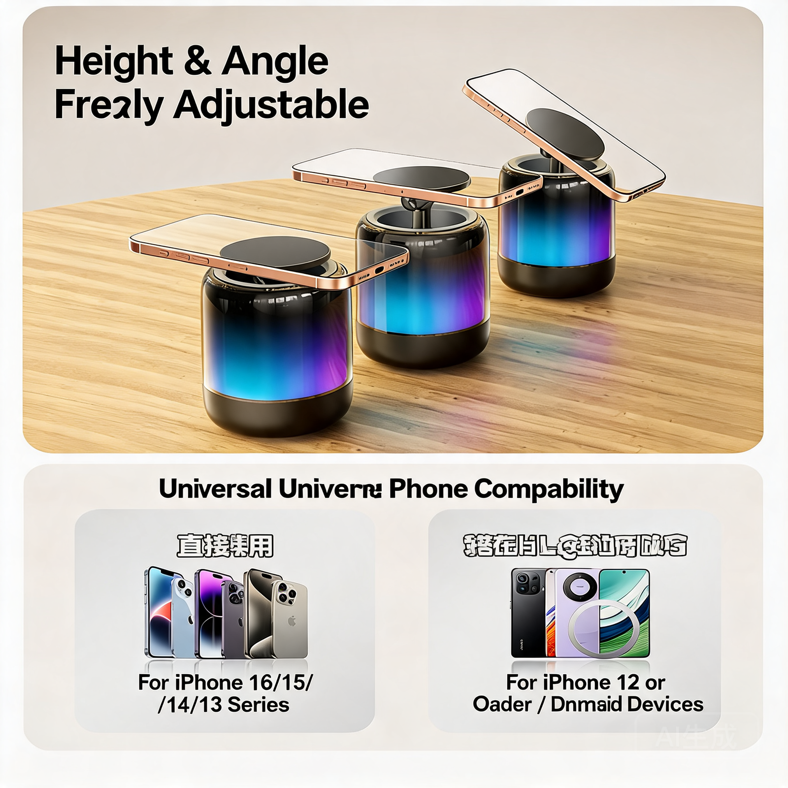 LumiDock Q28 3-in-1 RGB Bluetooth Speaker & Magnetic Phone Stand
