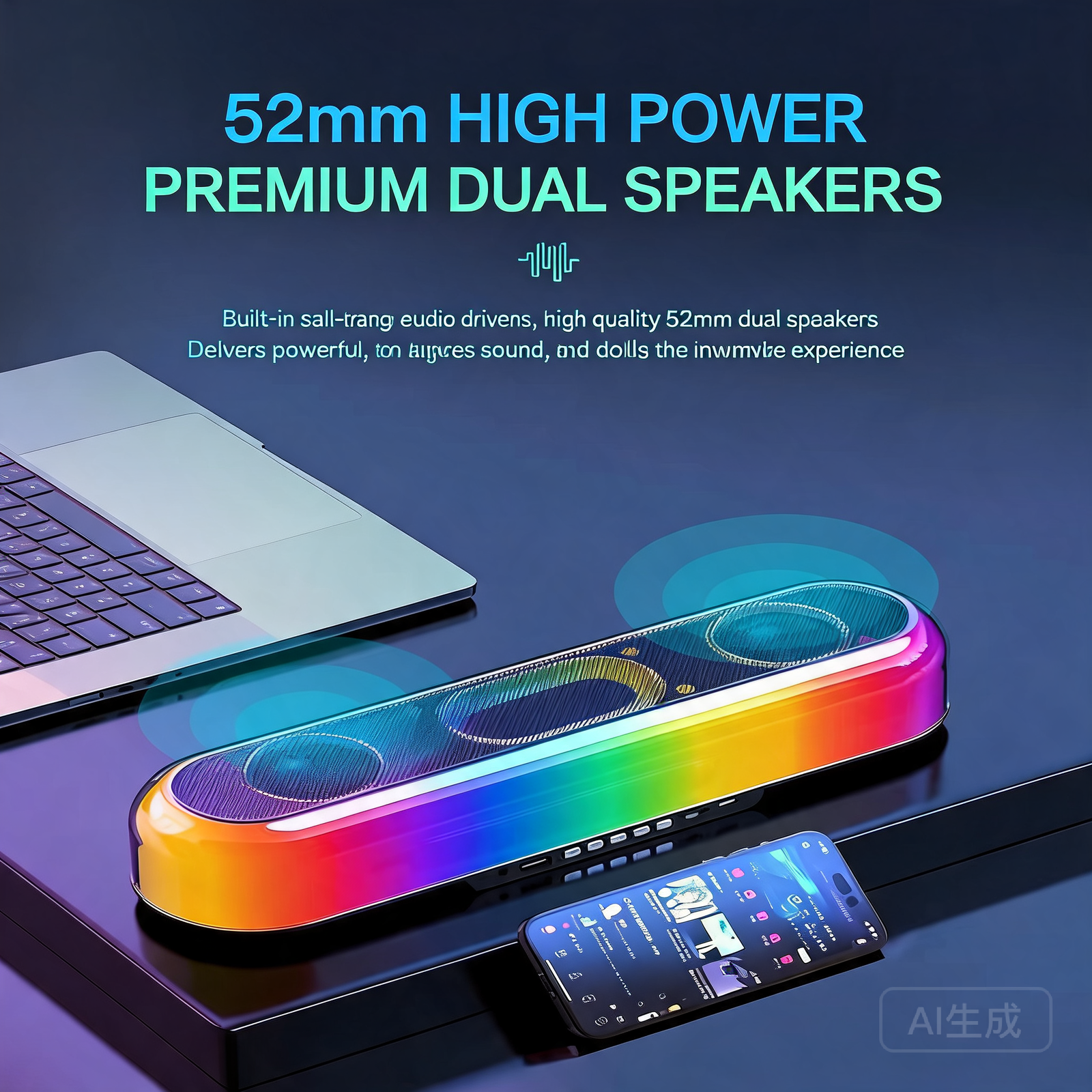 GlowBeat V10 RGB Bluetooth Speaker with TWS Pairing