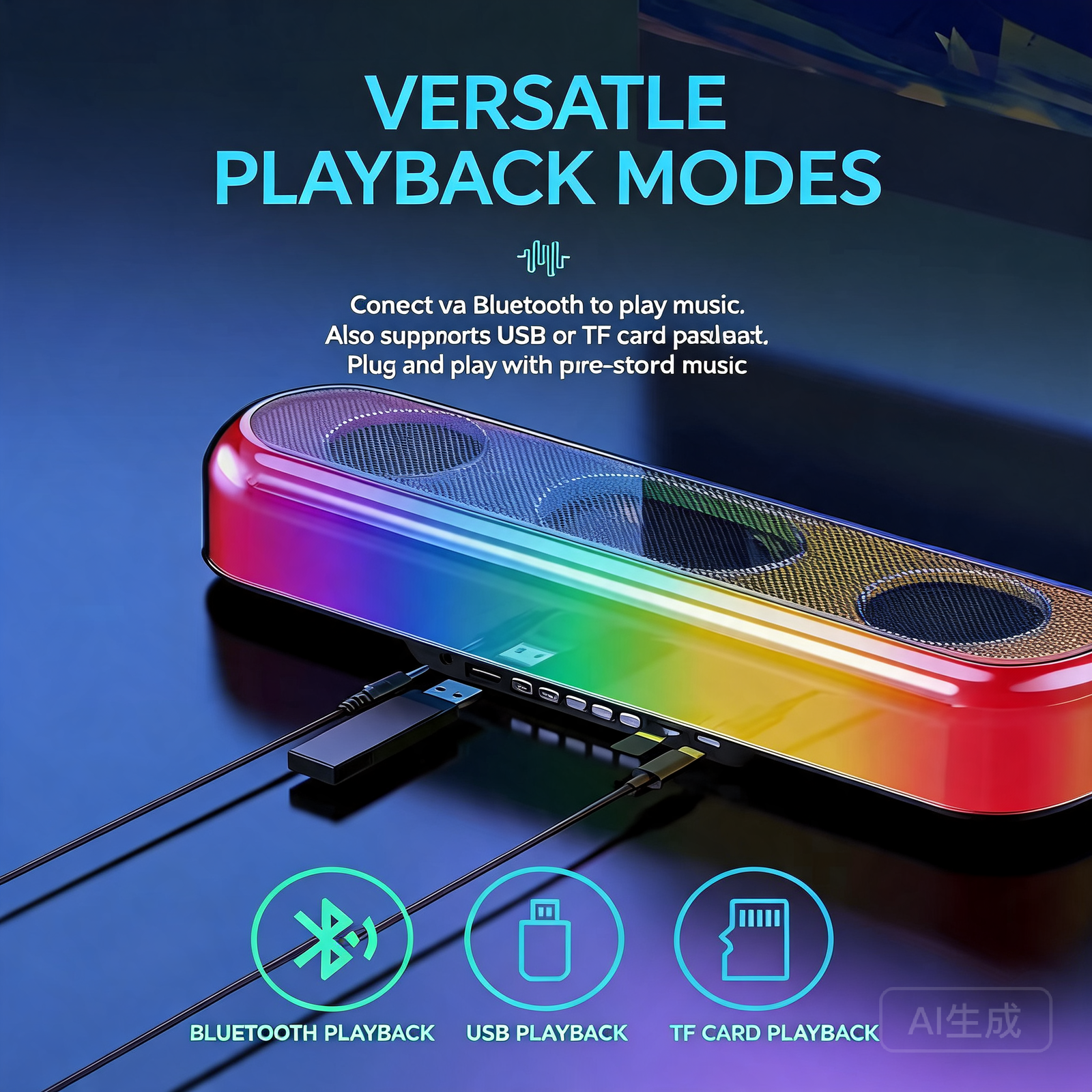 GlowBeat V10 RGB Bluetooth Speaker with TWS Pairing