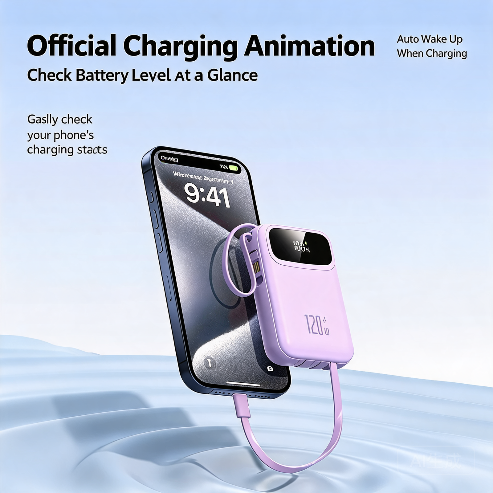 20000mAh 4-in-1 Built-In Cable Fast Charging Power Bank with LED Display