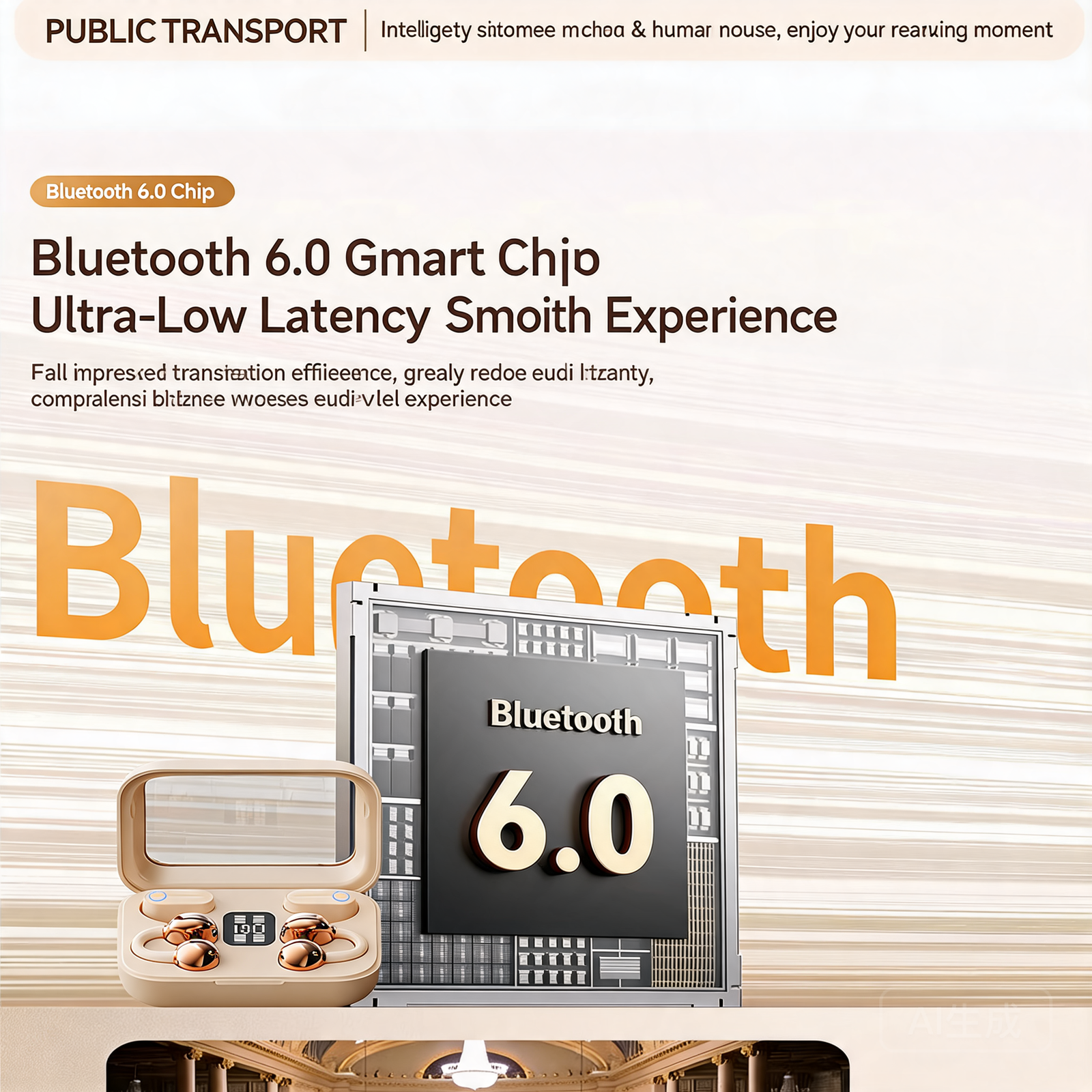 B47 Open-Ear Clip-On Wireless Earbuds with ENC and Digital Display