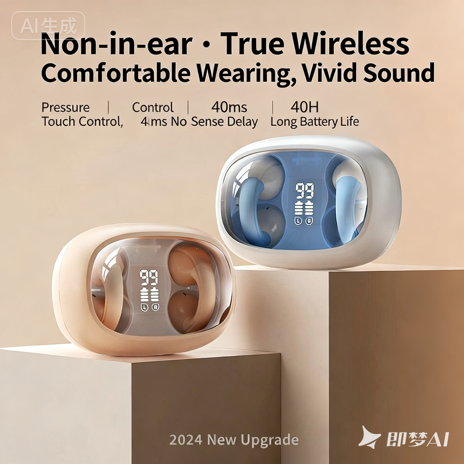 H16 Wireless Bluetooth Clip-On Bone Conduction Earbuds – Hi-Fi Sound, Long Battery Life for Sports and Music