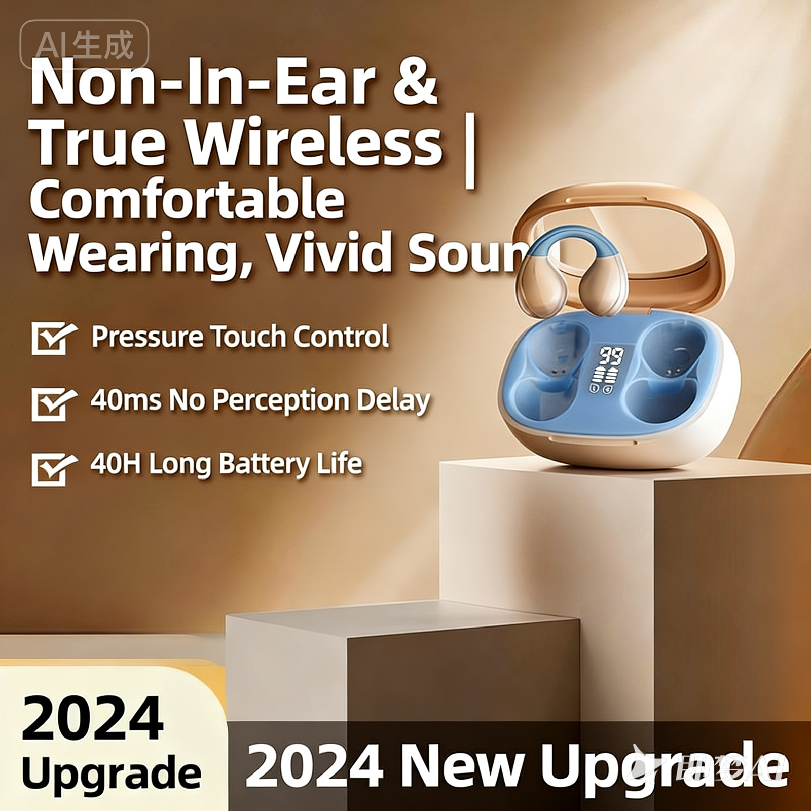 H16 Wireless Bluetooth Clip-On Bone Conduction Earbuds – Hi-Fi Sound, Long Battery Life for Sports and Music